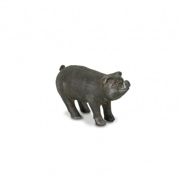 Palacedesigns 5 in. Cast Iron Pig Hand Painted Sculpture, Black PA3110701